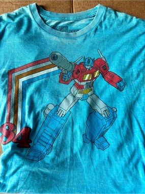 Vintage NWOT Optimus Prime Transformers Marvel Aqua Acid Wash Tee
